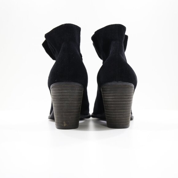 Jessica Simpson Yvette Black Suede Leather 3" Block Heel Pull-On Ankle Boots - 7 - Picture 4 of 7
